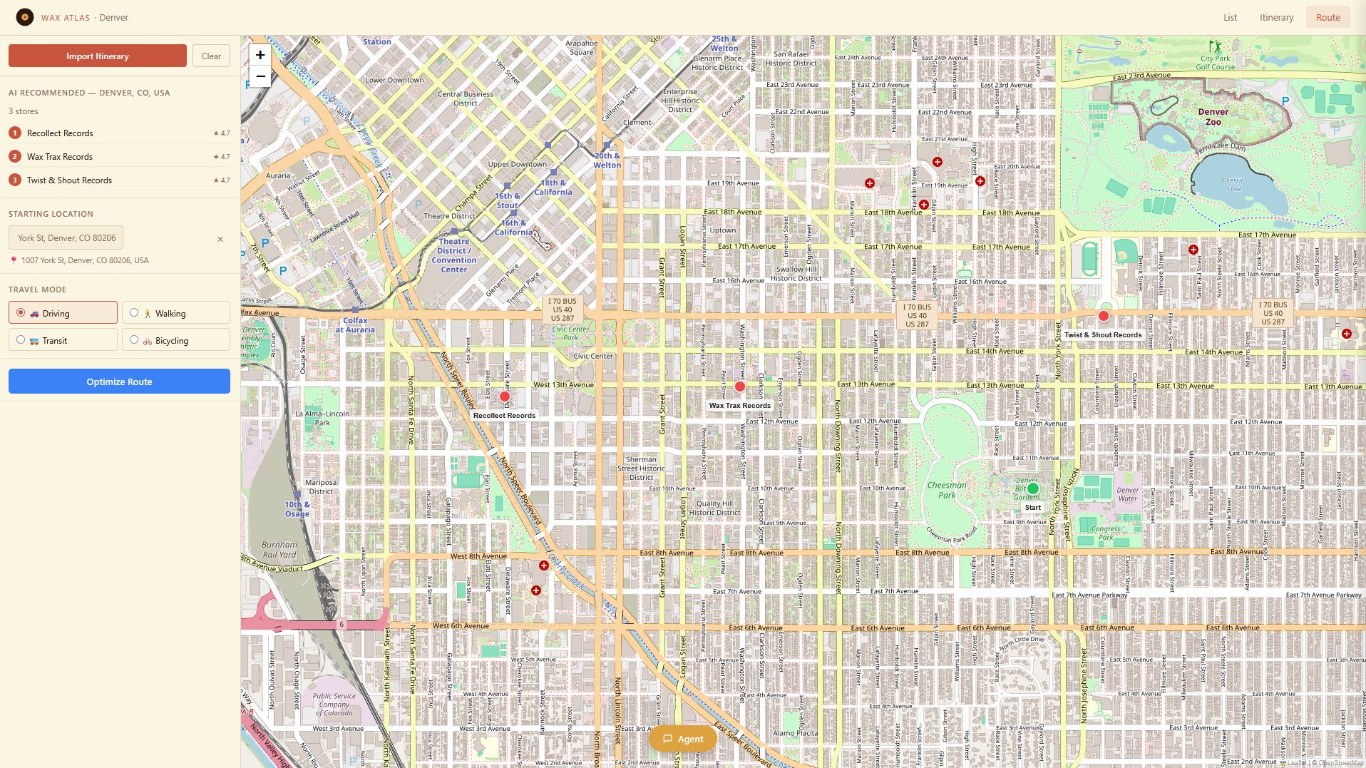Route optimizer
